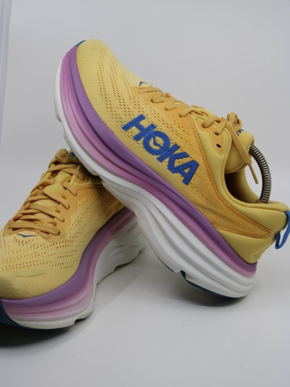 Hoka Bondi 8 Running Shoes Women's Size 10 B Yellow/Pink V663